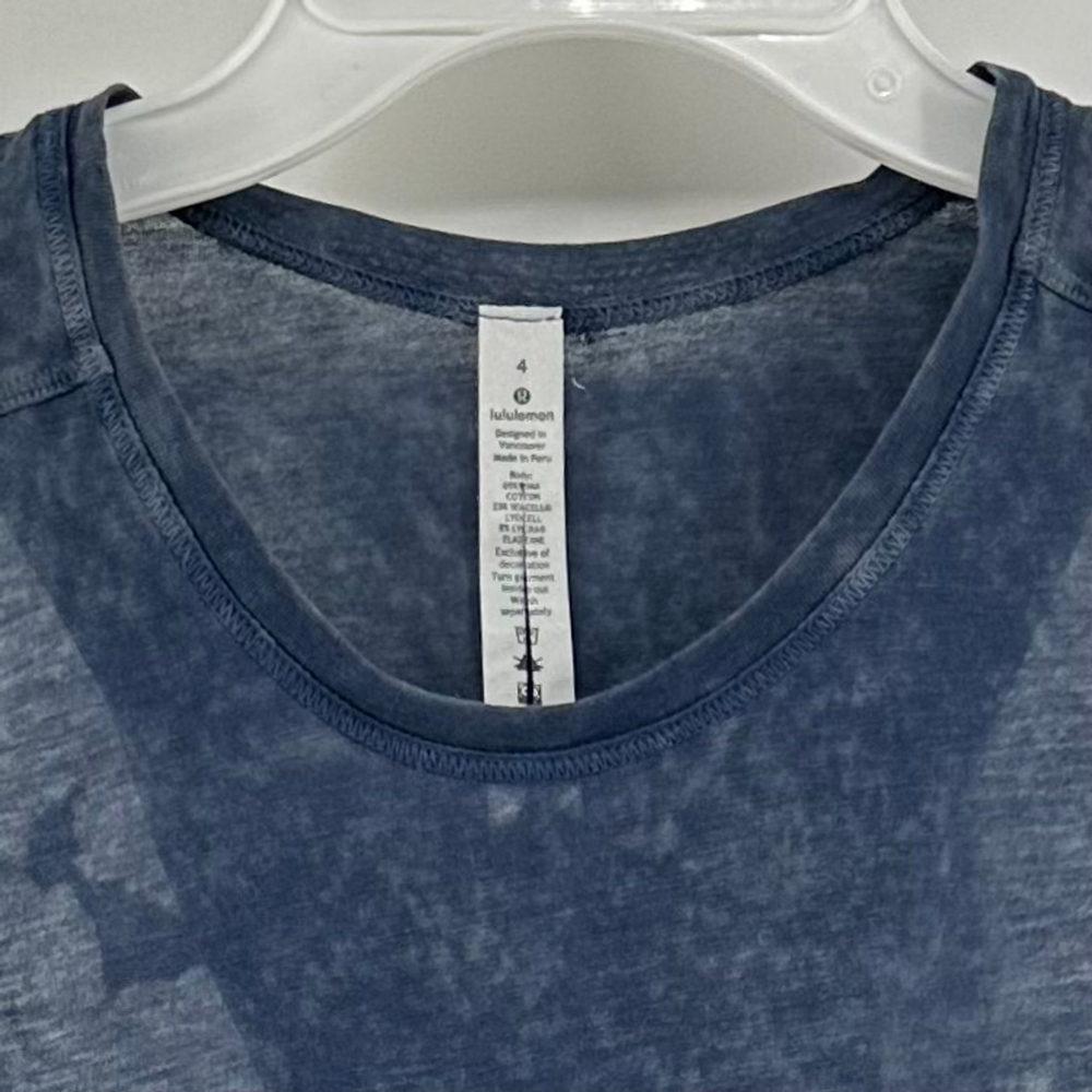 LULULEMON ELEMENT Blue Cloud WASHED COTTON Long Active Twist Tank Top WOMENS S 4 - Picture 6 of 9